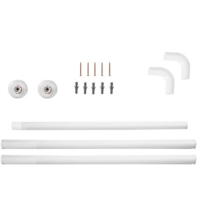 Home Centre White U & L Shape Corner Shower Rail 3 Way Bath Pole Rod Track