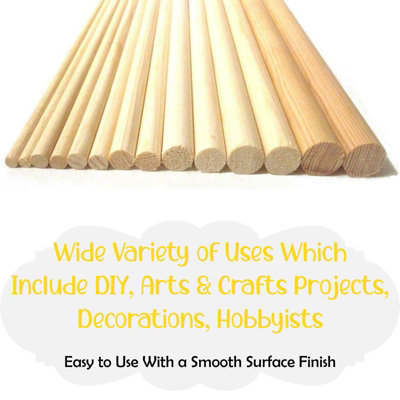 Home Centre Wood Dowels Smooth Rod Pegs 8mmx1000mm (Set of 5)