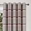 Home Curtain Hudson Woven Check Fully Lined 45w x 54d" (114x137cm) Red Eyelet Curtains (PAIR)