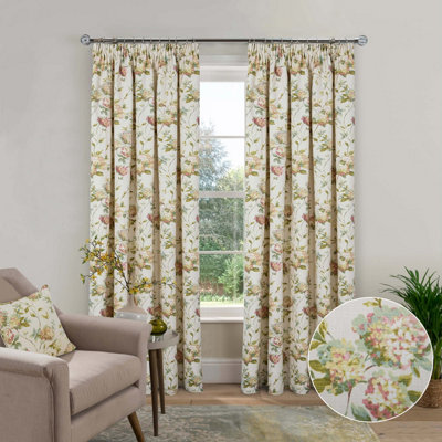 Home Curtains Abbeystead Lined 66w x 90d" (168x229cm) Natural Pencil Pleat Curtains (Pair)