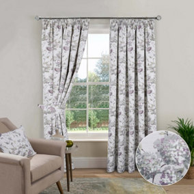 Home Curtains Abbeystead Lined 90w x 72d" (229x183cm) Grey Pencil Pleat Curtains (Pair)