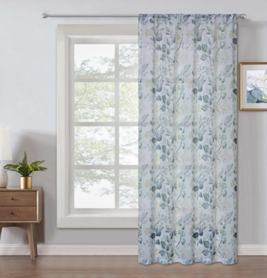 Home Curtains Amber Textured Slot Top Panel 59w x 48d" (150x122cm) White/Green (1)