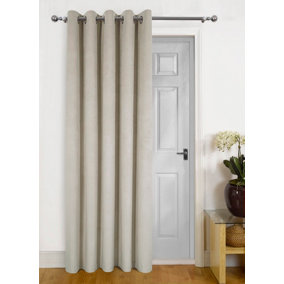 Home Curtains Asha Recycled Soft Velour Fully Lined 65w x 84d" (165x213cm) Natural Eyelet Door Curtain