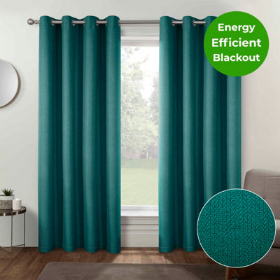 Home Curtains Athos Blackout 108w x 108d" (274x274cm) Green Eyelet Curtains (PAIR)