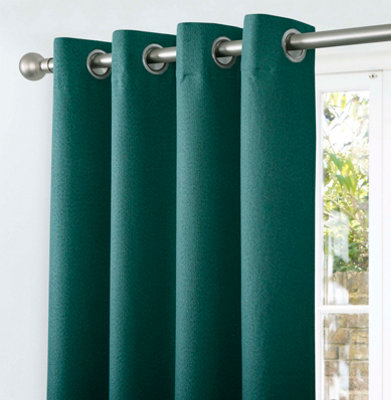 Home Curtains Athos Blackout 108w x 108d" (274x274cm) Green Eyelet Curtains (PAIR)