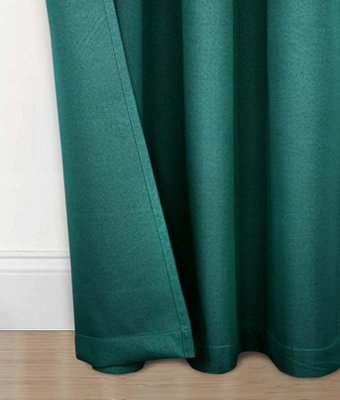 Home Curtains Athos Blackout 108w x 108d" (274x274cm) Green Eyelet Curtains (PAIR)