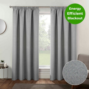 Home Curtains Athos Blackout 108w x 108d" (274x274cm) Grey Pencil Pleat Curtains (PAIR)