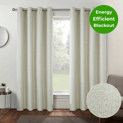 Home Curtains Athos Blackout 108w x 72d" (274x183cm) Cream Eyelet Curtains (PAIR)