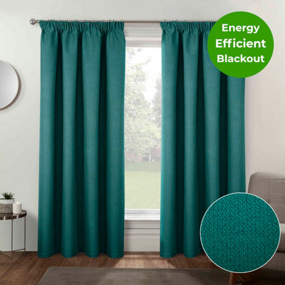 Home Curtains Athos Blackout 108w x 72d" (274x183cm) Green Pencil Pleat Curtains (PAIR)