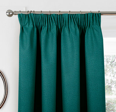Home Curtains Athos Blackout 108w x 72d" (274x183cm) Green Pencil Pleat Curtains (PAIR)