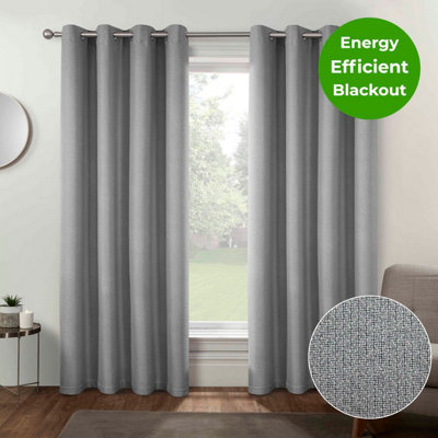 Home Curtains Athos Blackout 108w x 72d" (274x183cm) Grey Eyelet Curtains (PAIR)