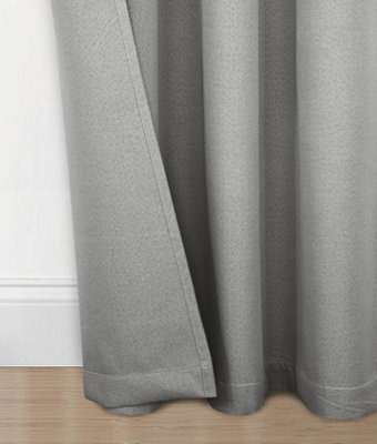 Home Curtains Athos Blackout 108w x 90d" (274x229cm) Grey Eyelet Curtains (PAIR)