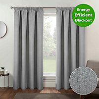 Home Curtains Athos Blackout 108w x 90d" (274x229cm) Grey Pencil Pleat Curtains (PAIR)