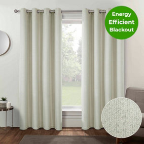 Home Curtains Athos Blackout 54w x 48d" (137x122cm) Cream Eyelet Curtains (PAIR)