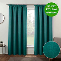 Home Curtains Athos Blackout 54w x 48d" (137x122cm) Green Pencil Pleat Curtains (PAIR)