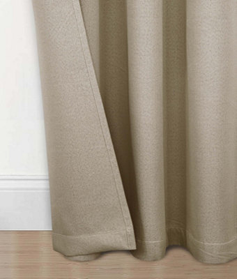 Home Curtains Athos Blackout 54w x 54d" (137x137cm) Natural Eyelet Curtains (PAIR)