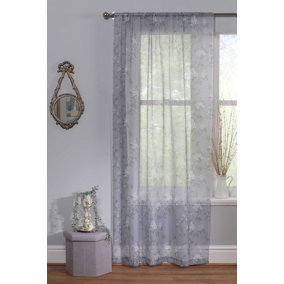 Home Curtains Ayla Voile Single Slot top Panel 59w x 48d" (150x122cm) Grey