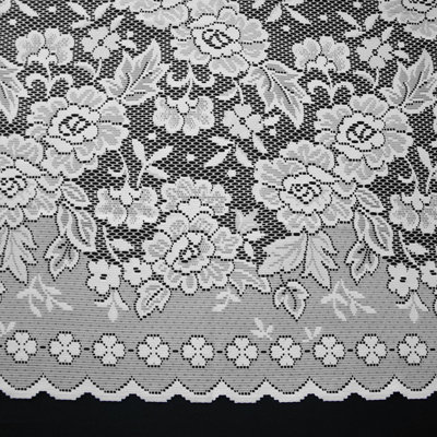 Home Curtains Balmoral Floral Heavyweight Net 200w x 137d CM Cut Lace Panel White