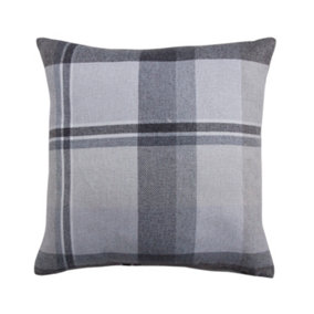 Home Curtains Braemar Faux Wool Checked 18x18" (43x43cm) single filled cushion Grey