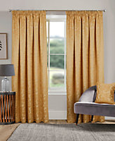Home Curtains Buckingham Damask Fully Lined 45w x 48d" (114x122cm) Gold Pencil Pleat Curtains (PAIR)