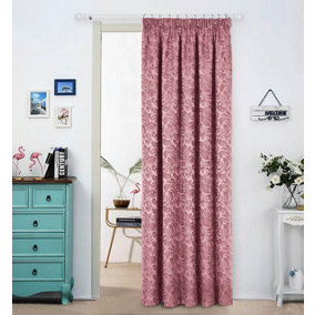 Home Curtains Buckingham Damask Fully Lined 45w x 84d" (114x213cm) Pink Pencil Pleat Door Curtain (1)
