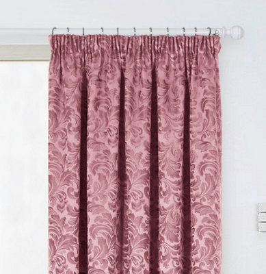 Home Curtains Buckingham Damask Fully Lined 65w x 84d" (165x213cm) Pink Pencil Pleat Door Curtain