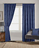 Home Curtains Buckingham Damask Fully Lined 65w x 90d" (165x229cm) Navy Pencil Pleat Curtains (PAIR)