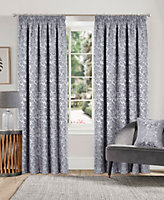 Home Curtains Buckingham Damask Fully Lined 90w x 72d" (229x183cm) Grey Pencil Pleat Curtains (PAIR)