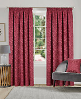 Home Curtains Buckingham Damask Fully Lined 90w x 90d" (229x229cm) Wine Pencil Pleat Curtains (PAIR)
