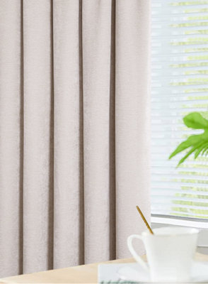 Home Curtains Camden Luxury Crushed Chenille Lined Blackout 45w x 54d" (114x137cm) Natural Pencil Pleat Curtains (PAIR)