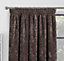 Home Curtains Camden Luxury Crushed Chenille Lined Blackout 65w x 72d" (165x183cm) Chocolate Pencil Pleat Curtains (PAIR)