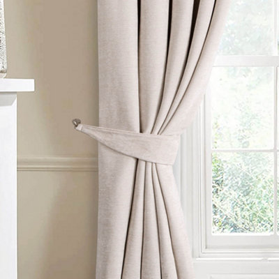Home Curtains Camden Luxury Crushed Chenille Tiebacks Natural (PAIR)