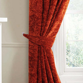 Home Curtains Camden Luxury Crushed Chenille Tiebacks Terracotta (PAIR)