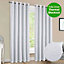 Home Curtains Canterbury Chenille Lined Blackout 45w x 54d" (114x137cm) White Eyelet Curtains (PAIR)