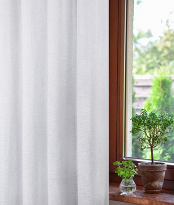 Home Curtains Canterbury Chenille Lined Blackout 90w x 90d" (229x229cm) White Eyelet Curtains (PAIR)