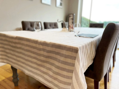 Home Curtains Chester Stripe 150x250cm Rectangle Tablecloth Gold