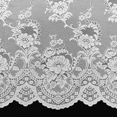 Home Curtains Clumber Floral Net 400w x 91d CM Cut Lace Panel White