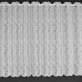 Home Curtains Daisy Lace Louvre Blind 72w x 63d" (183x160cm) White Café top Louvre Blind (1)