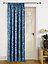 Home Curtains Darcy Fully Lined Floral 65w x 84d" (165x213cm) Navy Pencil Pleat Door Curtain