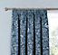 Home Curtains Darcy Fully Lined Floral 65w x 84d" (165x213cm) Navy Pencil Pleat Door Curtain