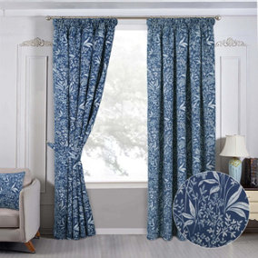 Home Curtains Darcy Lined 45w x 72d" (114x183cm) Navy Pencil Pleat Curtains (Pair)