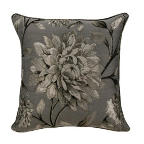 Home Curtains Elanie Floral Metallic 18x18" (43x43cm) single filled cushion Pewter