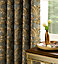 Home Curtains Georgia Chenille Fully Lined Floral 65w x 72d" (165x183cm) Gold Pencil Pleat Curtains (PAIR)
