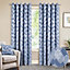 Home Curtains Halo Lined 45w x 48d" (114x122cm) Blue Eyelet Curtains (PAIR)