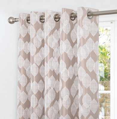 Home Curtains Halo Lined 45w x 72d" (114x183cm) Natural Eyelet Curtains (PAIR)