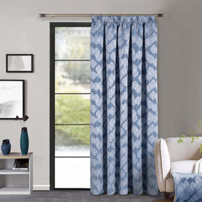 Home Curtains Halo Lined 45w x 84d" (114x213cm) Blue Pencil Pleat Door Curtain (1)