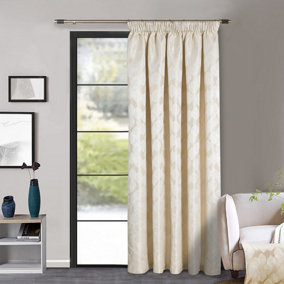 Home Curtains Halo Lined 45w x 84d" (114x213cm) Cream Pencil Pleat Door Curtain (1)