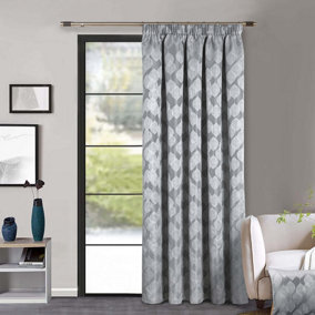 Home Curtains Halo Lined 45w x 84d" (114x213cm) Grey Pencil Pleat Door Curtain (1)