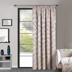 Home Curtains Halo Lined 65w x 84d" (165x213cm) Natural Pencil Pleat Door Curtain (1)