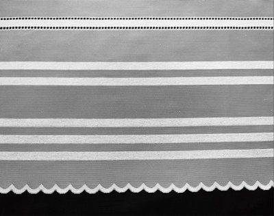 Home Curtains Hampton Stripe Net 200w x 91d CM Cut Lace Panel White